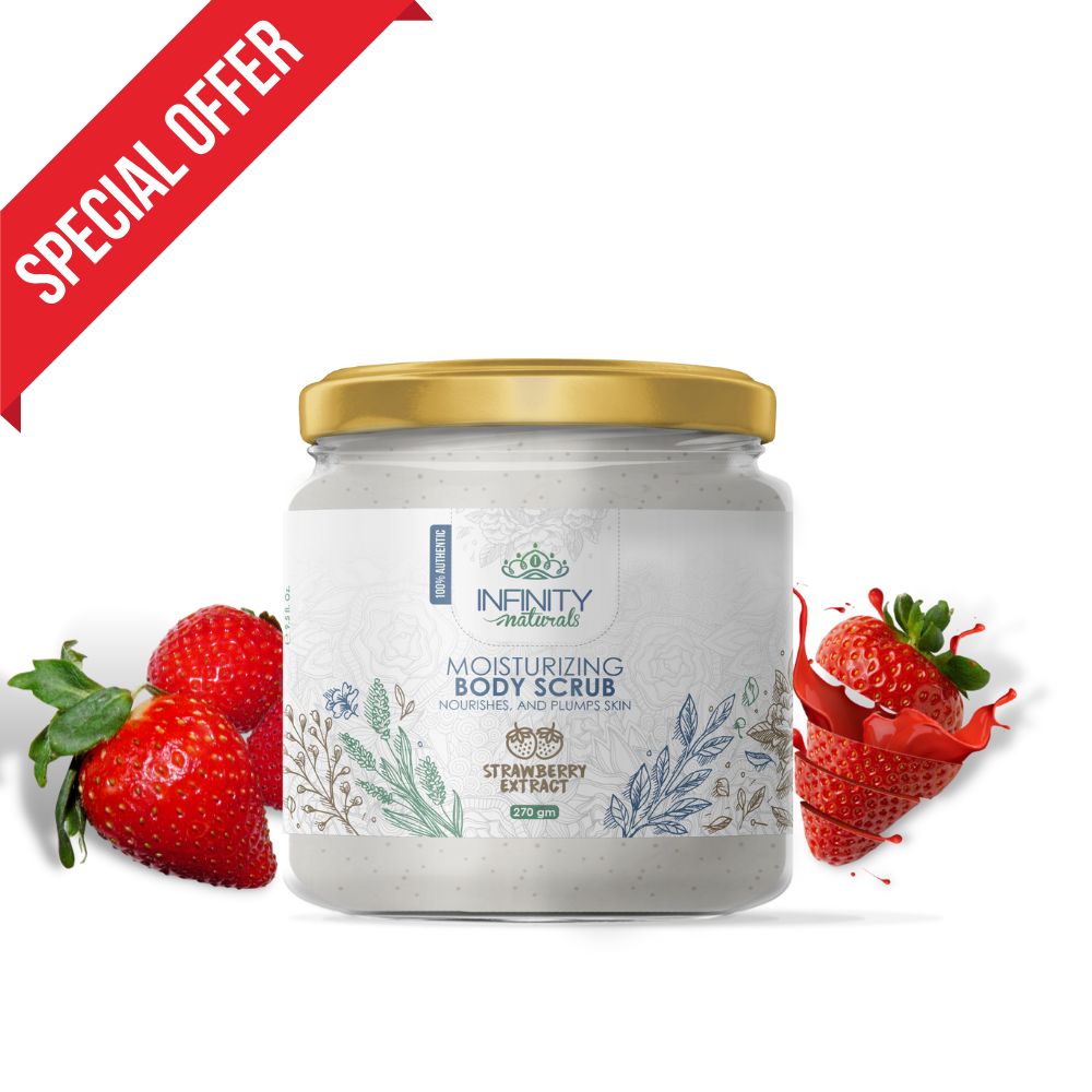 مقشر الجسم بالفراولة 270 حم infinity naturals