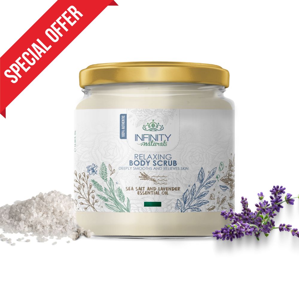 مقشر الجسم بملح البحر و زيت اللافندر 180 حم infinity naturals